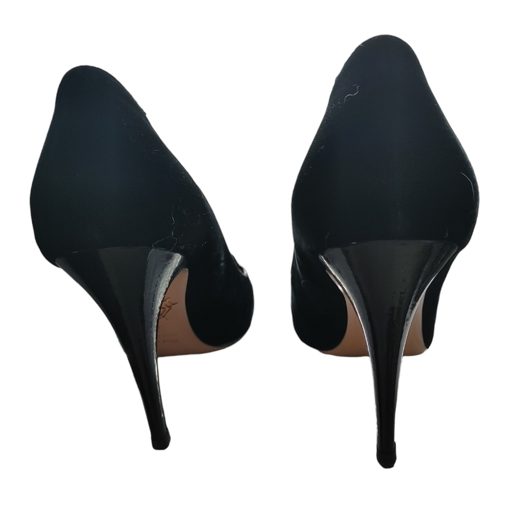 Charlotte Olympia Black Embroidered Velvet Kitty Cat Pumps Size 39 1/2 - Picture 7 of 11